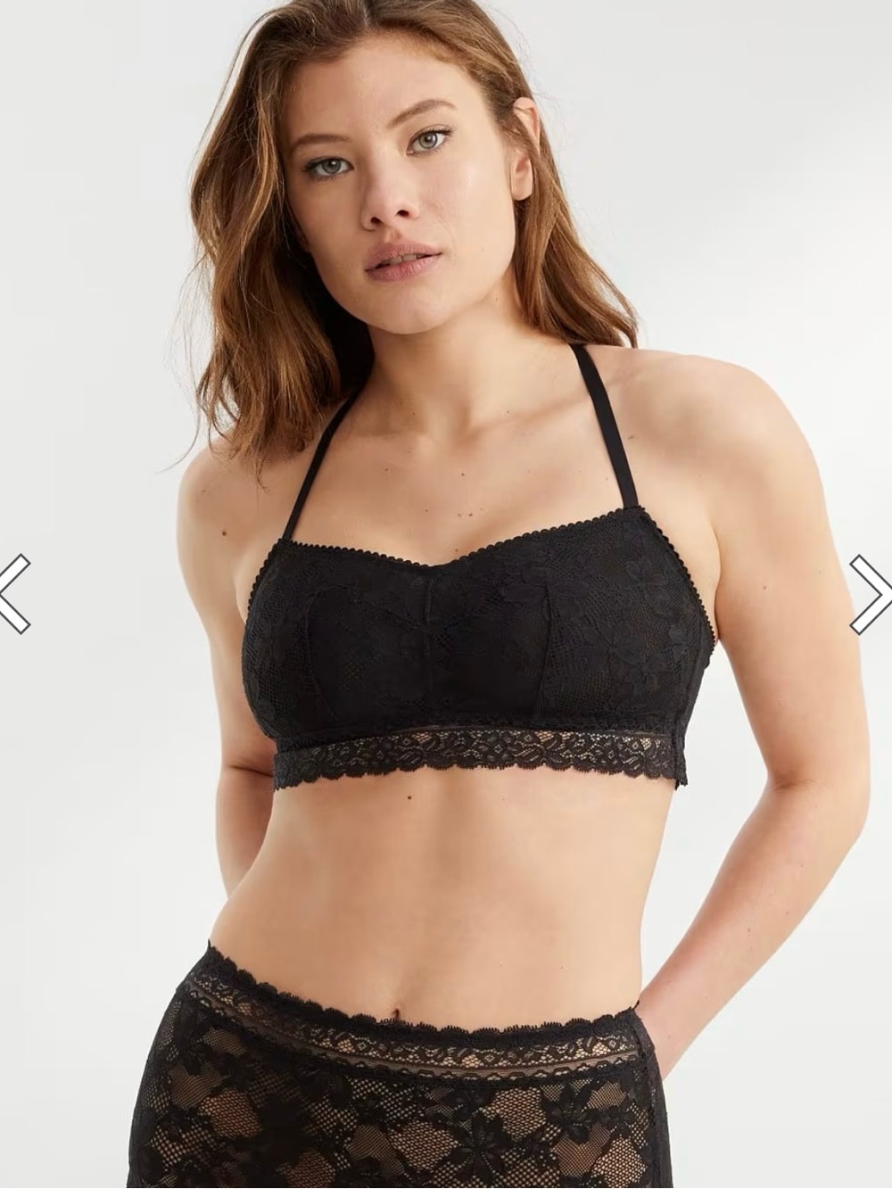 Bare‎ Necessities Black Lace Show Off Bralette Racerback Basic